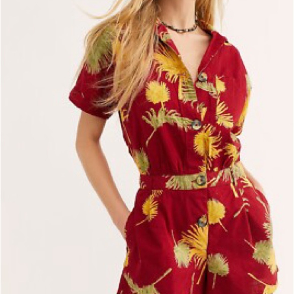 Free People Malibu Palm Leaf Romper
